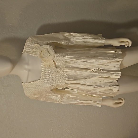 VTG TOFFEE APPLE 1990s White Satin Rosette Square Neck Castlecore Blouse - Picture 5 of 9